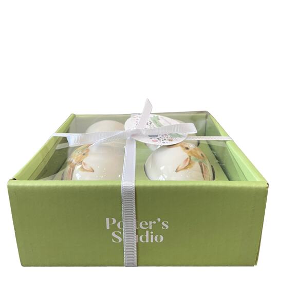 Bunny Boulevard Fine Porcelain Egg Cups Set of 4 Spring Easter Bunny Decor NIB - Picture 4 of 9